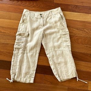 Gianni Bini boho linen capri embroidered pants